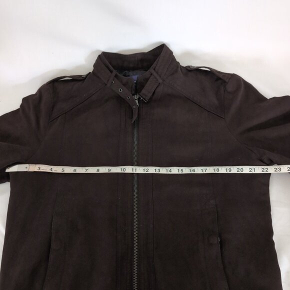 Zara Men's Brown SUEDE Full Zip Aviator Jacket with Button Up Pockets, Size XL - Picture 10 of 13